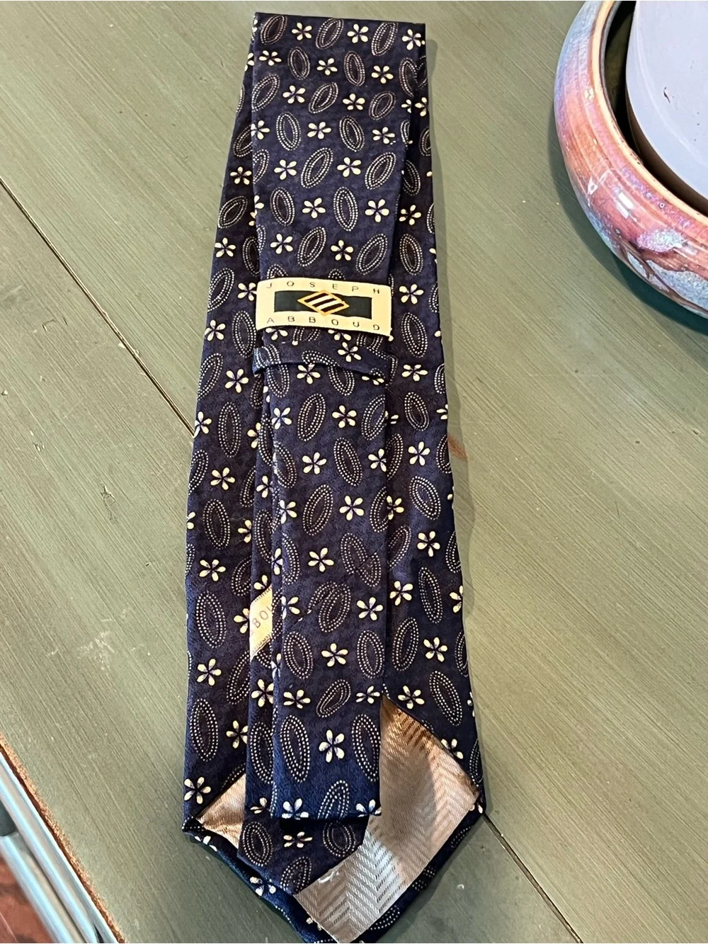 Classic Joseph Abboud Navy Floral-Print Men's Silk Tie